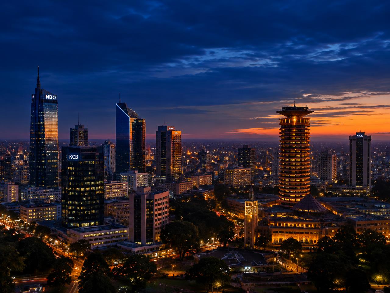 Nairobi skyline at dusk, home of Tech Vyn